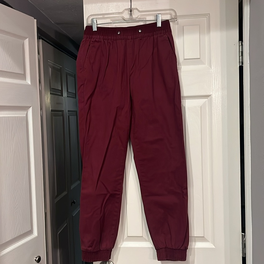 Blue Rain maroon Jeans with Elastic waist & ankles. Side & back pockets Sz.S